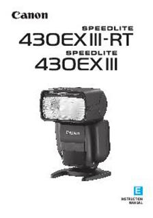 Canon Speedlite 430 EX III RT manual. Camera Instructions.